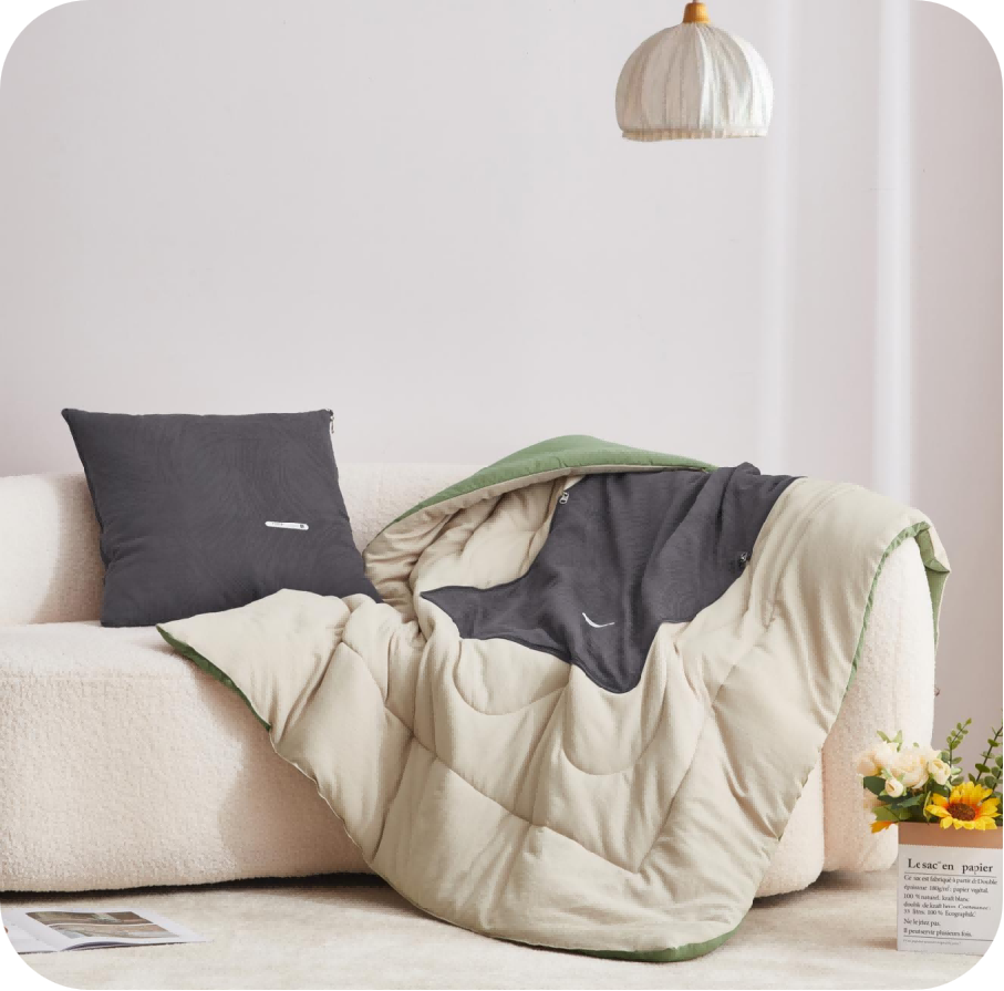 不染砂洗提花抱枕被-迷霧灰 TQ-J71