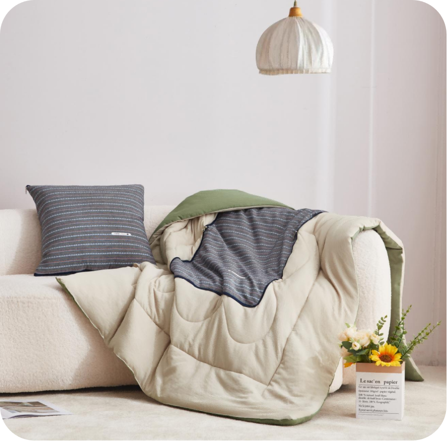 不染砂洗提花抱枕被-牛仔藍(lán) TQ-J70